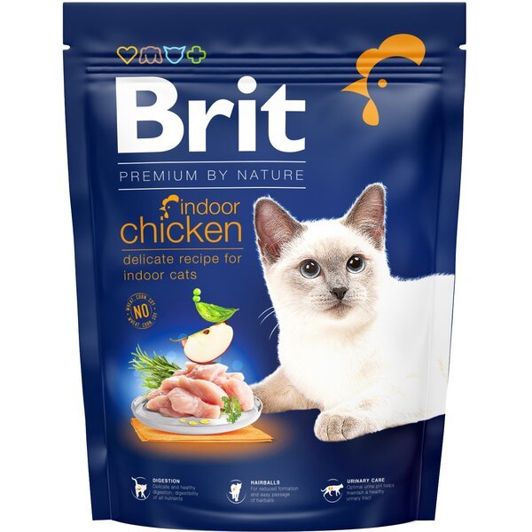 Сухой корм для кошек, живущих в помещении Brit Premium by Nature Cat Indoor с курицей 0,3 кг