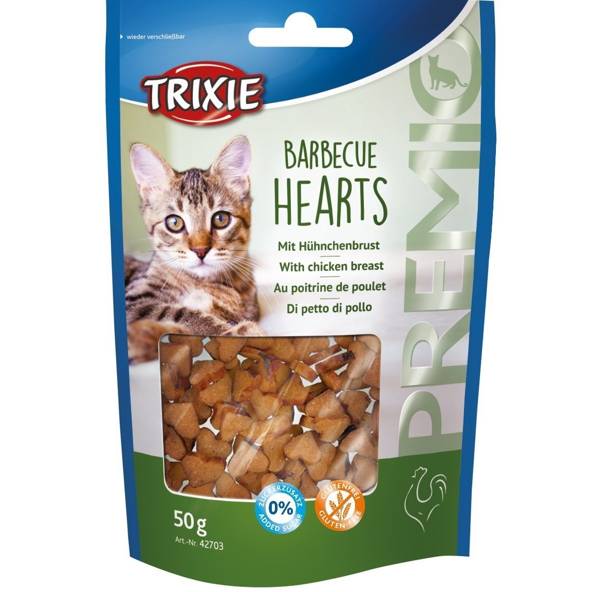 Лакомство для котов Trixie PREMIO Barbecue Hearts курица 50гр фото 