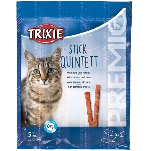 Лакомство для котов Trixie PREMIO Quadro-Sticks палочки лосось/форель 5шт*5гр