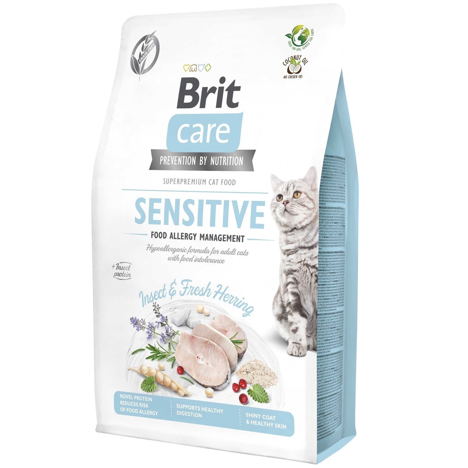 Сухой корм для кошек с пищевой непереносимостью Brit Care Cat GF Insect с насекомыми и рыбой 2 kg фото 