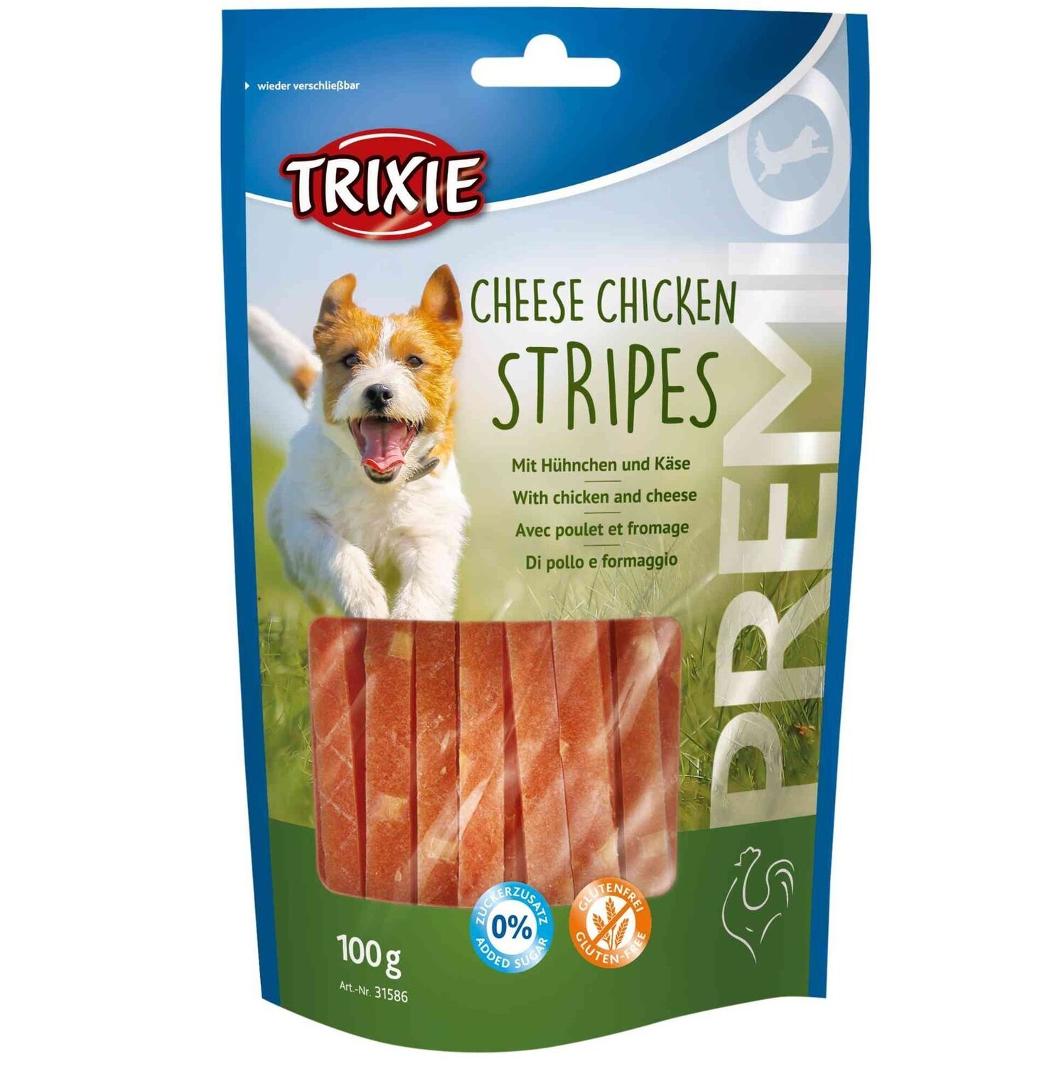 Ласощі для собак Trixie PREMIO Chicken Cheese Stripes сир/курка 100грфото