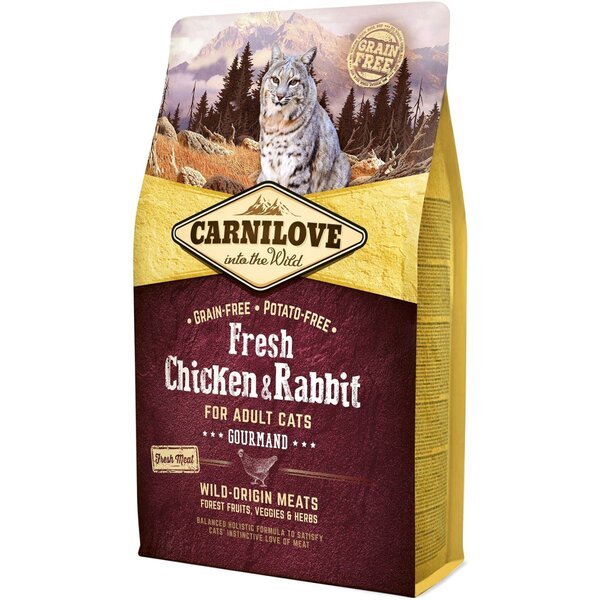 

Сухой корм для взрослых кошек Carnilove Fresh Gourmand с курицей и кроликом 2 кг