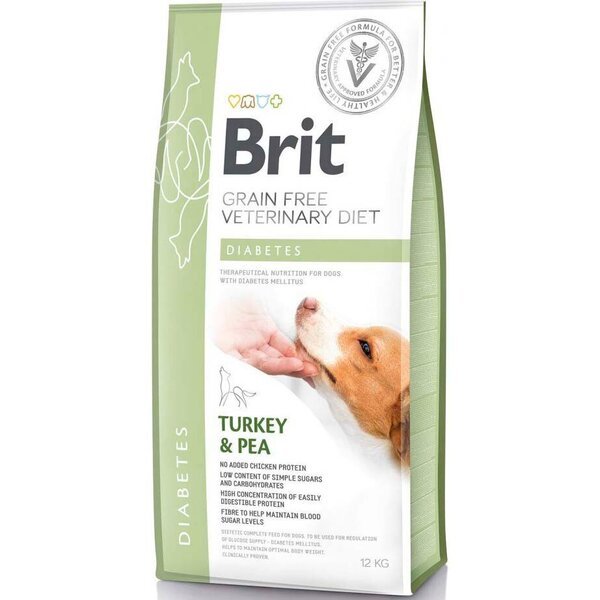 Сухой корм для взрослых собак Brit VetDiets при сахарном диабете с идейкой и горохом 12 кг