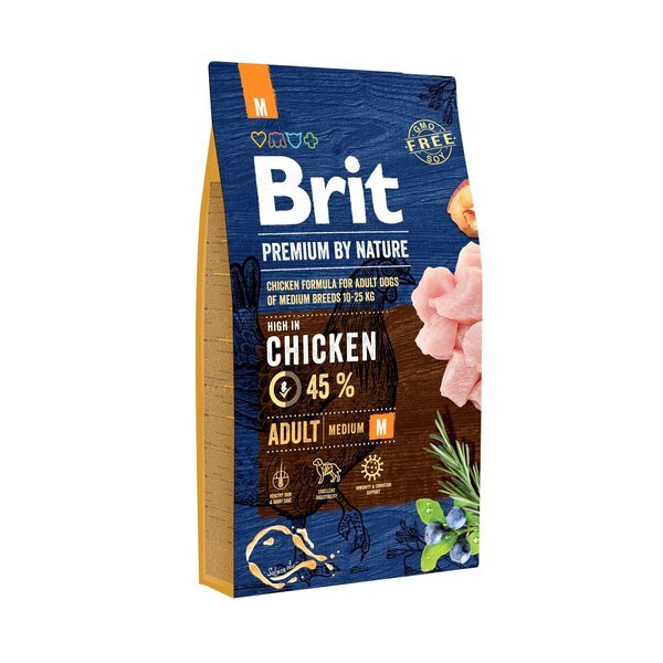 Сухой корм для взрослых собак средних пород Brit Premium Adult M со вкусом курицы 8 кг