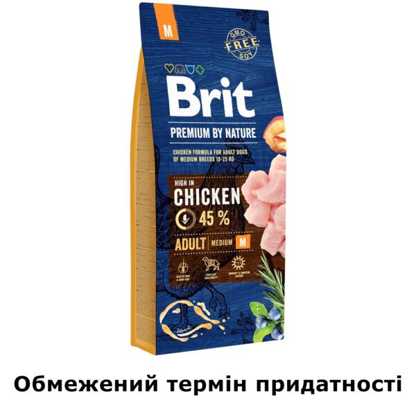 

Сухой корм для взрослых собак средних пород Brit Premium Adult M со вкусом курицы 15 кг