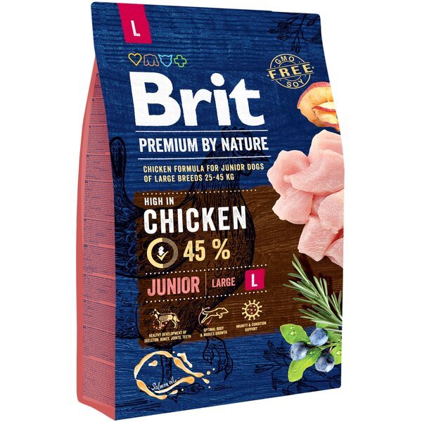 

Сухой корм для щенков и молодых собак крупных пород Brit Premium Junior L со вкусом курицы 3 кг