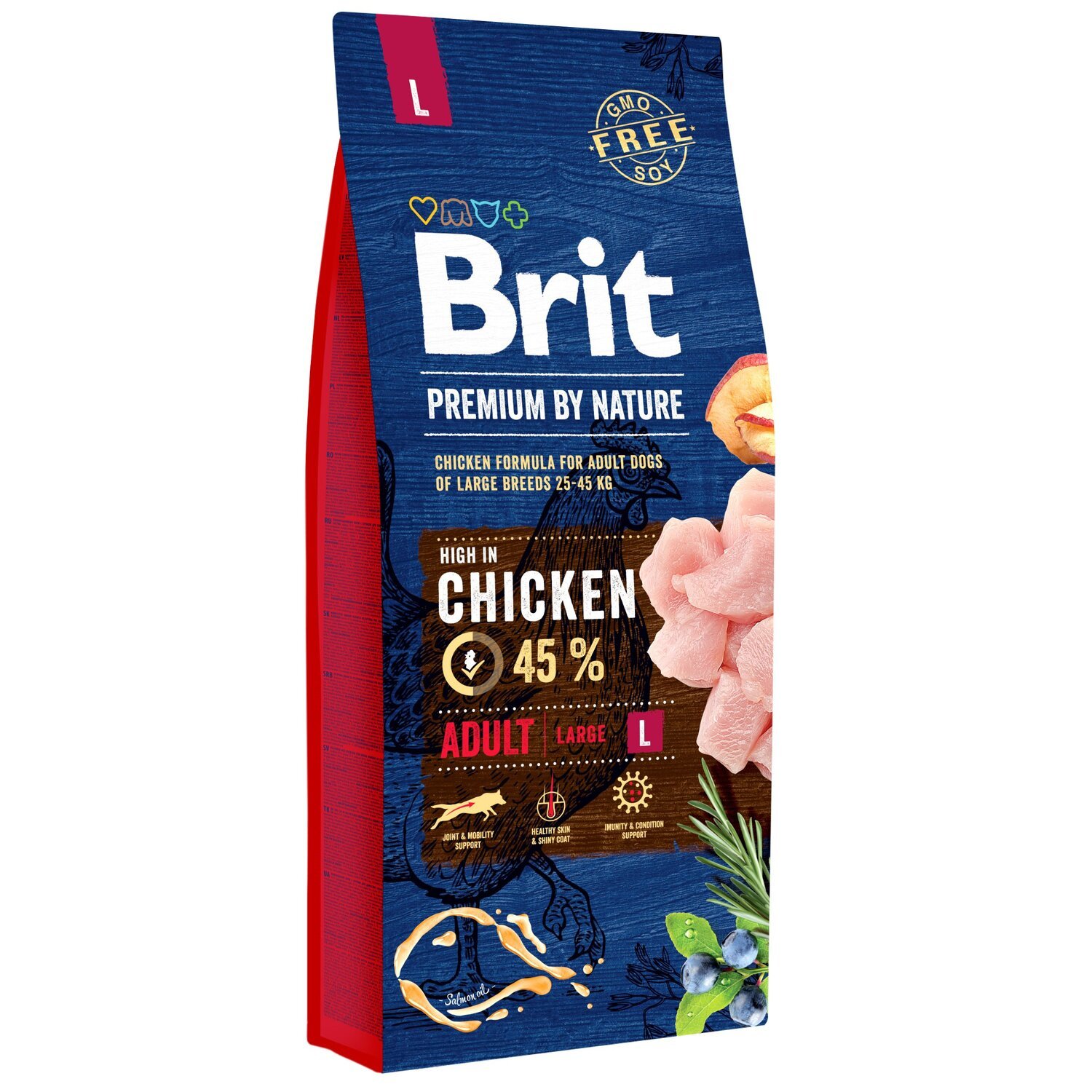 Сухой корм для взрослых собак крупных пород Brit Premium Adult L со вкусом курицы 15 кг фото 