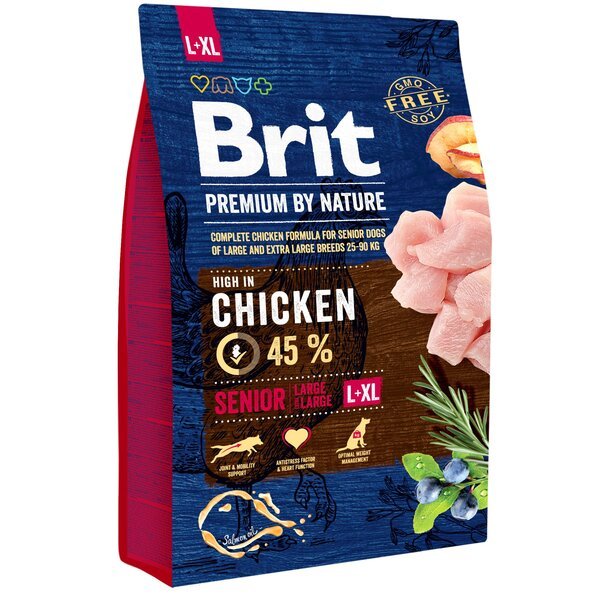 

Сухой корм для пожилых собак крупных и гигантских пород Brit Premium Senior L+XL со вкусом курицы 3 кг