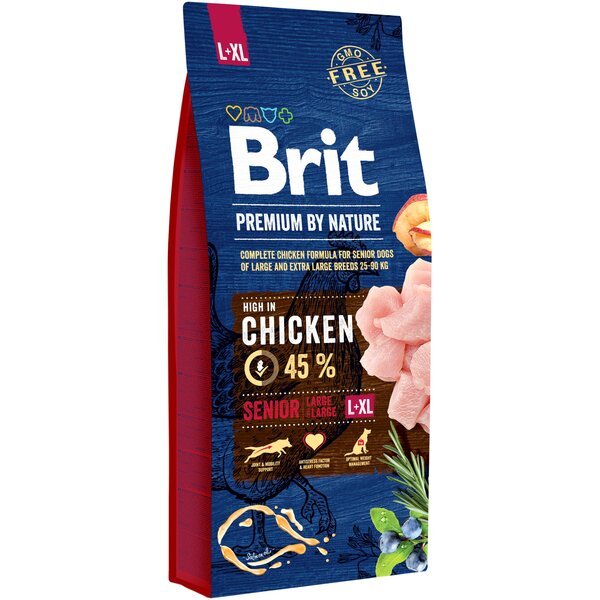 

Сухой корм для пожилых собак крупных и гигантских пород Brit Premium Senior L+XL со вкусом курицы 15 кг