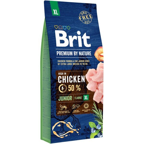 Сухой корм для щенков и молодых собак гигантских пород Brit Premium Junior XL со вкусом курицы 15 кг