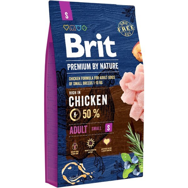 

Сухой корм для взрослых собак мелких пород Brit Premium Adult S со вкусом курицы 8 кг