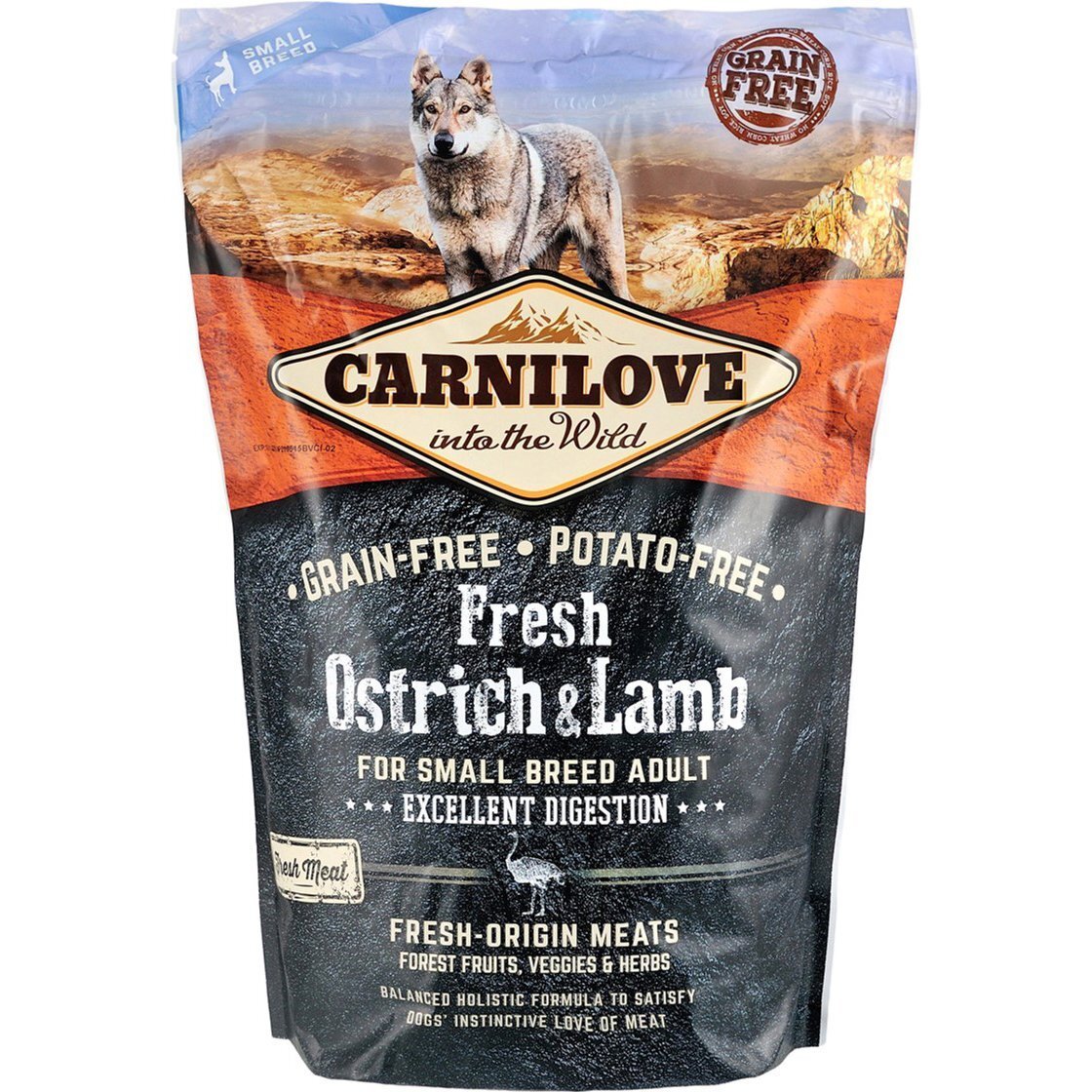 Сухой корм для взрослых собак мелких пород Carnilove Fresh со страусом и ягненком 1.5 кг фото 