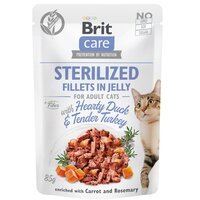 Вологий корм для стерилізованих кішок Brit Care Cat pouch качка та індичка в желе 85 г