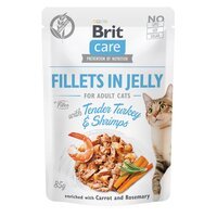 Влажный корм для кошек Brit Care Cat pouch 85г (индейка с креветками в желе)