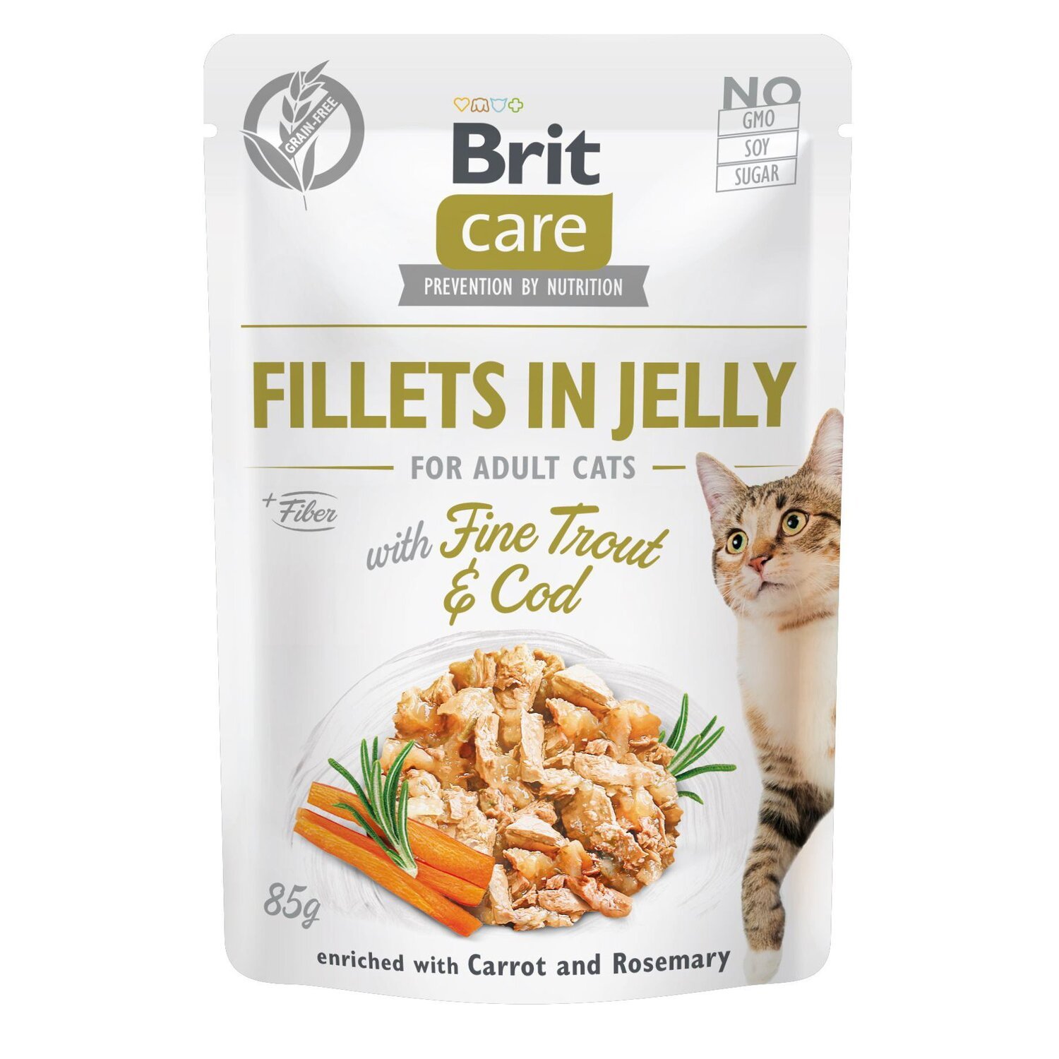 Влажный корм для кошек Brit Care Cat pouch 85г (треска и форель в желе) фото 
