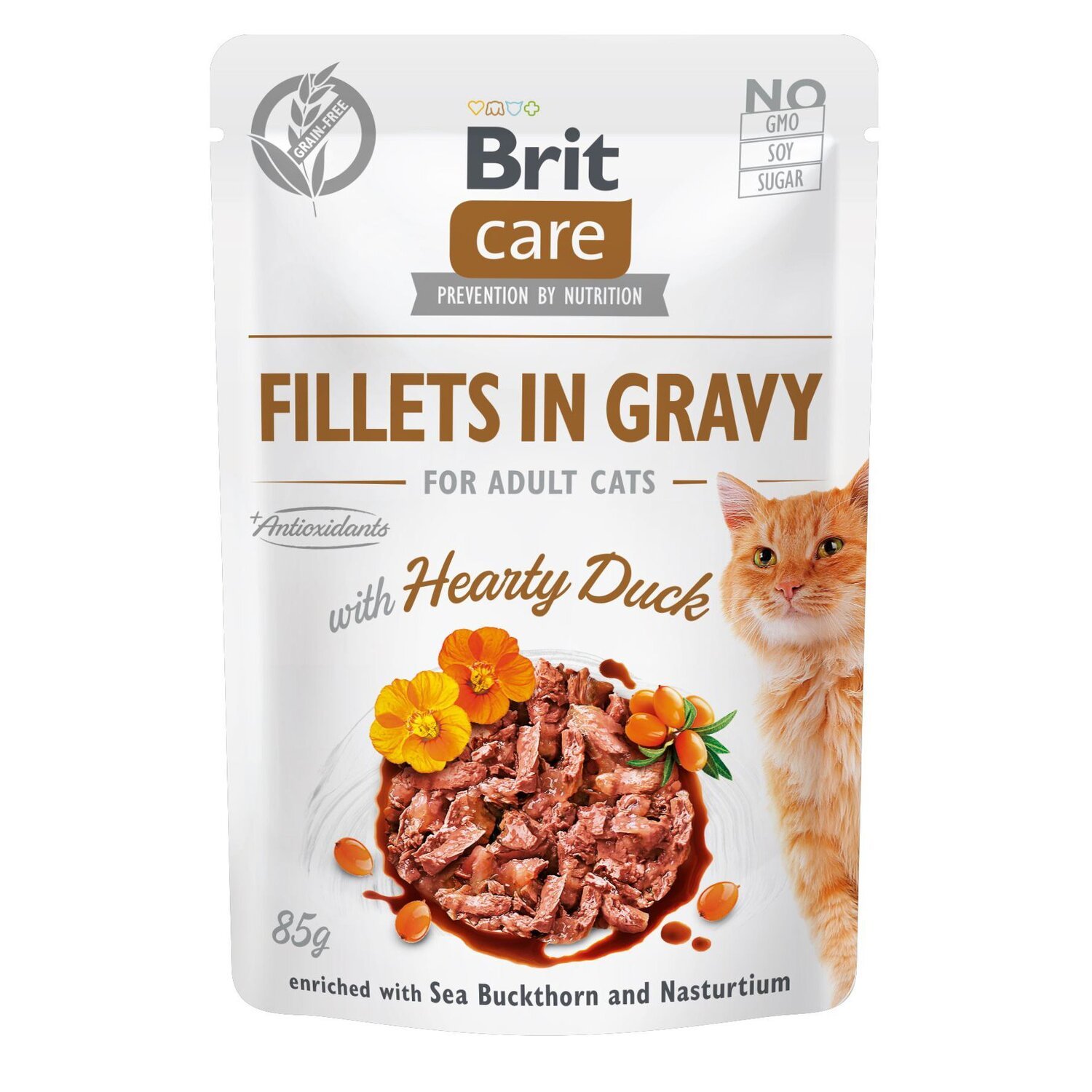 Влажный корм для кошек Brit Care Cat pouch 85г филе в соусе с уткой фото 