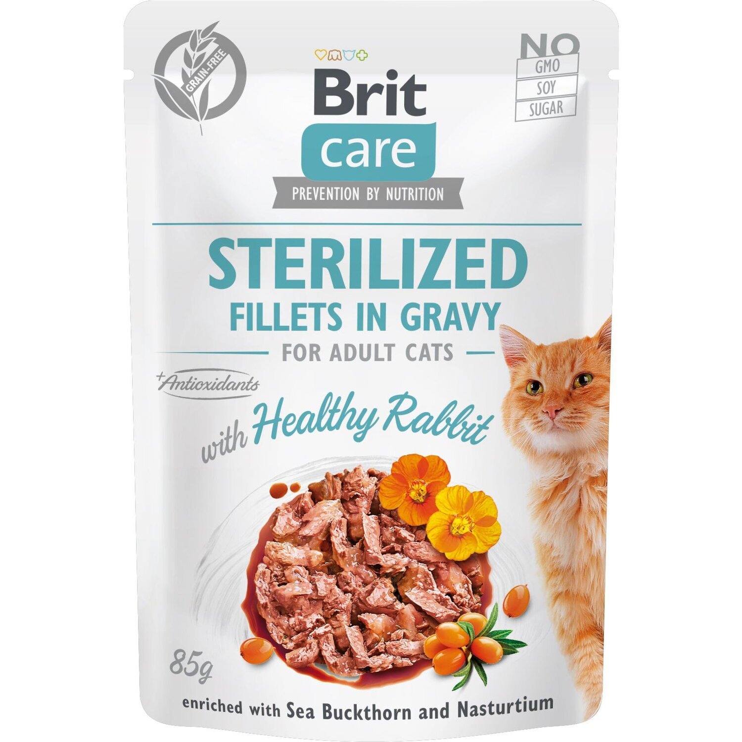 Влажный корм для кошек Brit Care Cat pouch 85г филе в соусе кролик для стерилизованных фото 