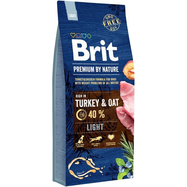 Сухой корм для собак Brit Premium Light с избыточным весом со вкусом индейки 15 кг