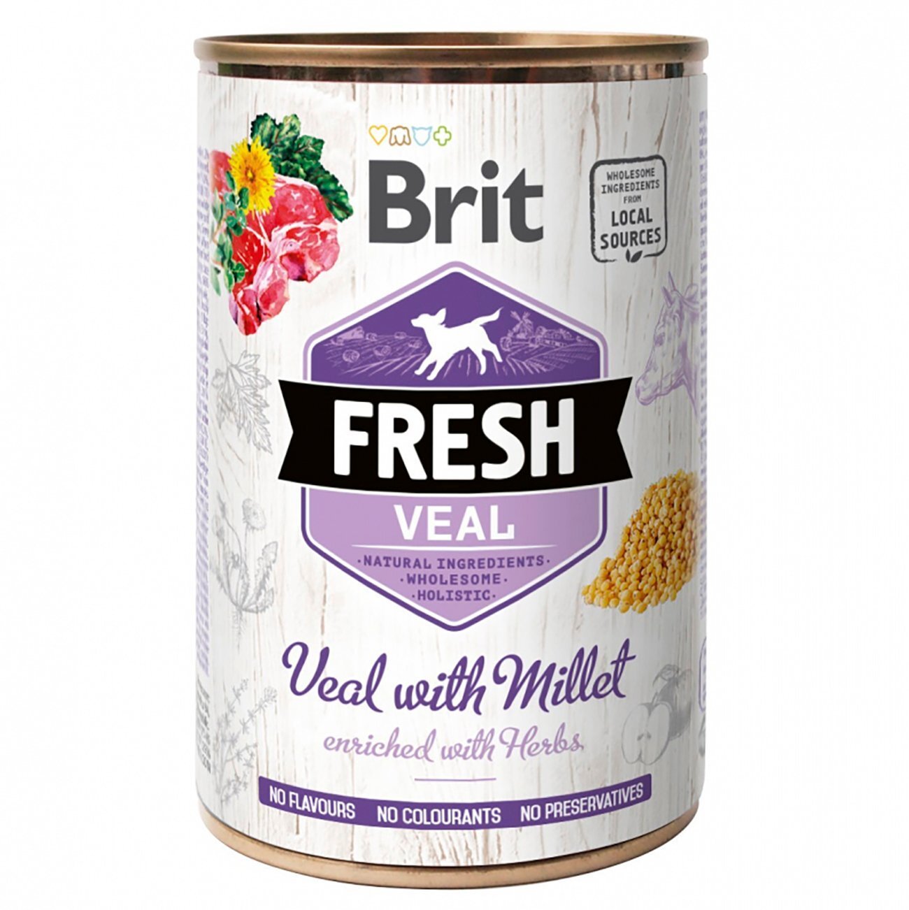 Влажный корм для собак Brit Fresh Veal/Millet 400г телятина,пшено фото 1
