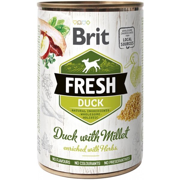 

Влажный корм для собак Brit Fresh Duck/Millet 400г утка,пшено
