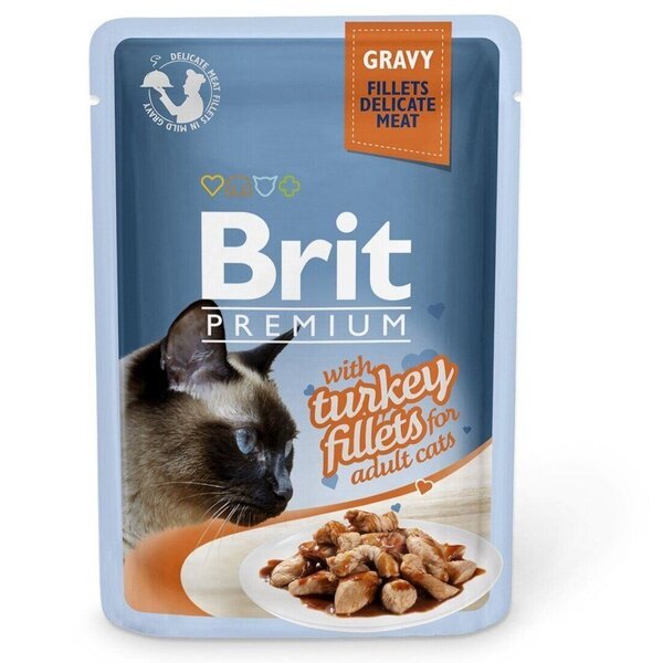 Влажный корм для котов Brit Premium pouch 85г филе индейки в соусе