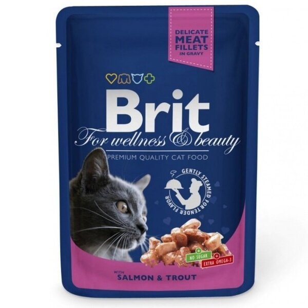 Влажный корм для котов Brit Premium pouch 100г  лосось и форель