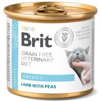 Консерва для котов Brit GF Veterinary Diet при ожирении и избыточном весе с ягненком и горохом 200г