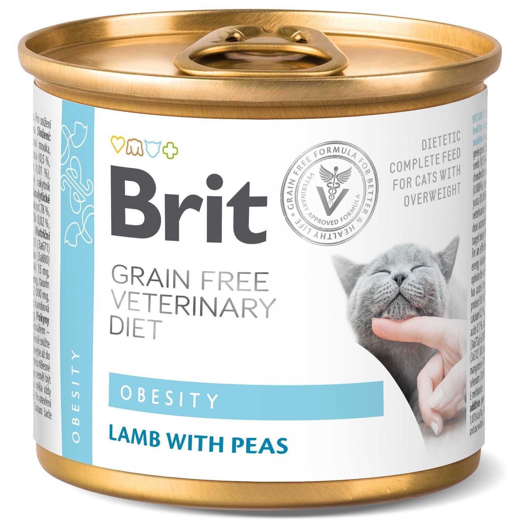 Консерва для котів Brit GF Veterinary Diet при ожирінні та надмірній вазі з ягням та горохом 200гфото1