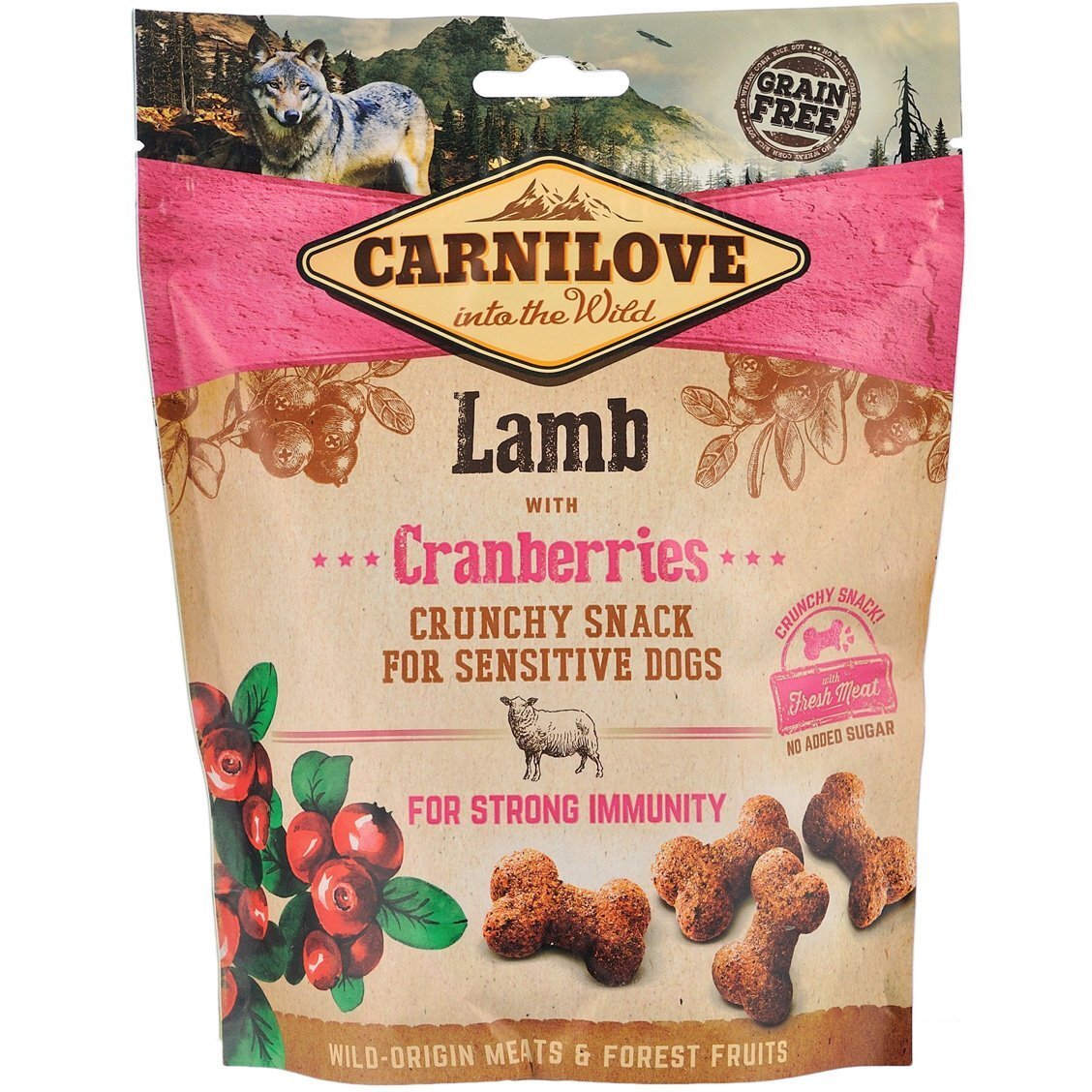 Ласощі для собак Carnilove Dog Crunchy Snack ягня, журавлина 200гфото