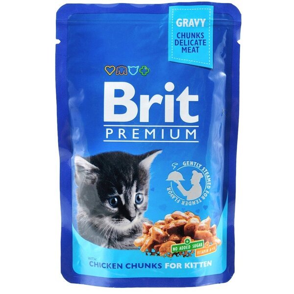 Влажный корм для котов Brit Premium pouch 100г  курица для котят