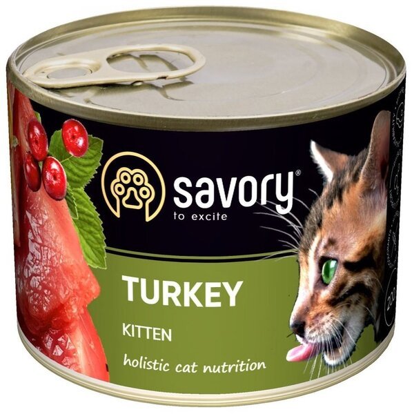 Влажный корм для котят Savory Cat Can Kitten индейка 200г