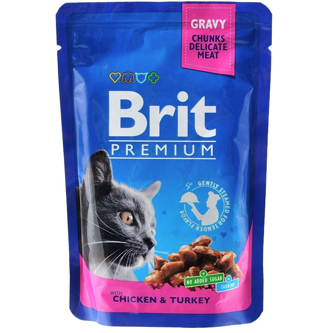 Влажный корм для котов Brit Premium pouch 100г курица и индейка фото 