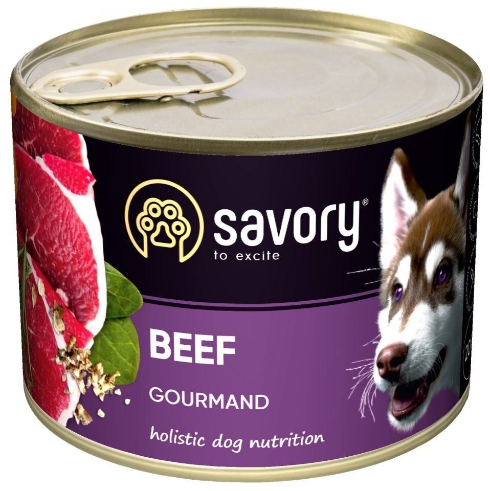 Вологий корм для дорослих собак Savory з яловичиною 200гфото1