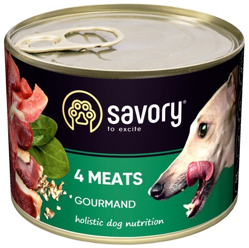 Вологий корм для дорослих собак Savory із чотирма видами м'яса 200гфото1