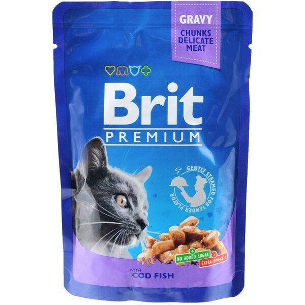 Влажный корм для котов Brit Premium pouch 100г  треска