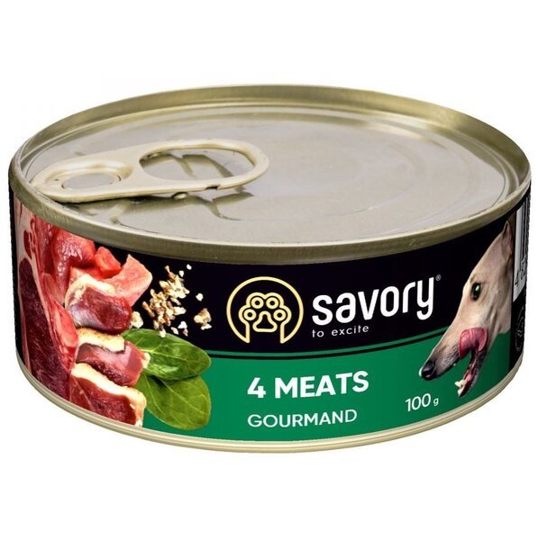 

Влажный корм для взрослых собак Savory с четырьмя видами мяса 100г