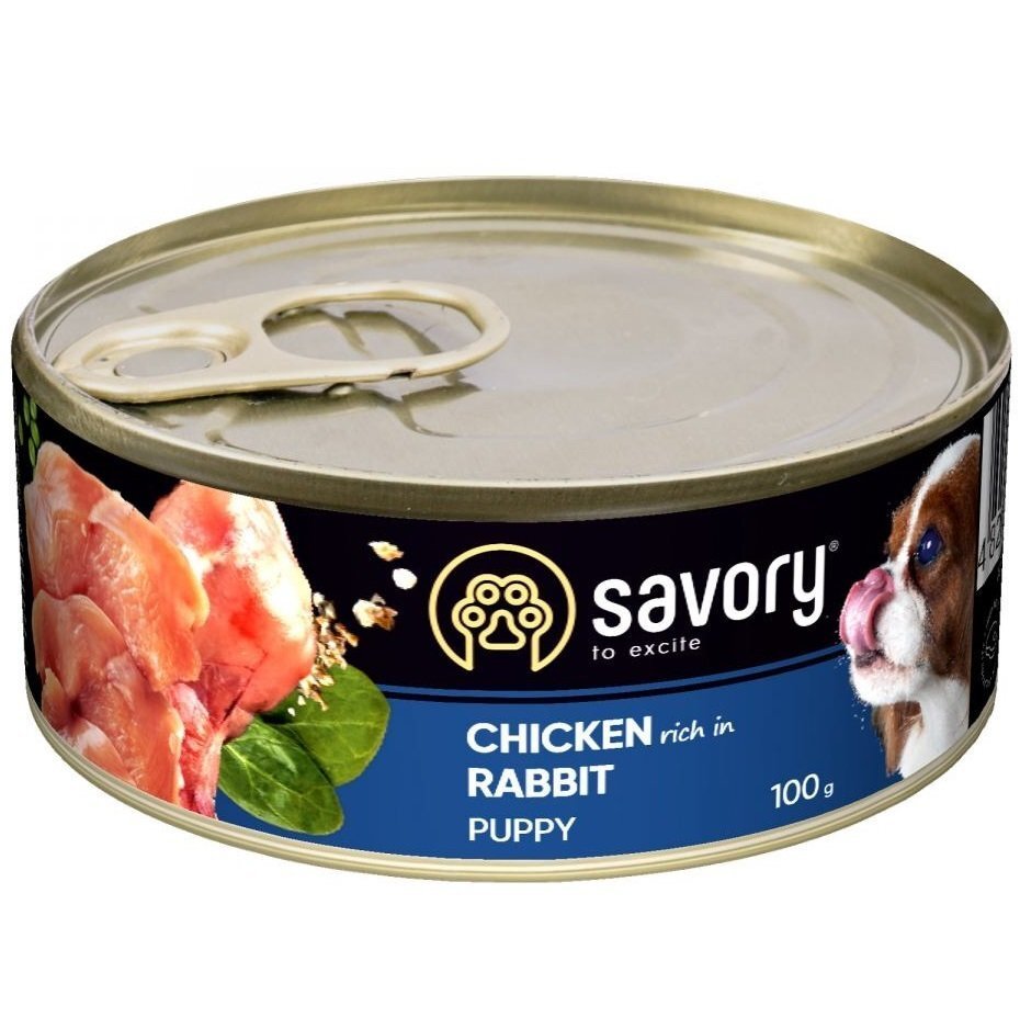 Вологий корм для цуценят Savory з кроликом 100гфото1
