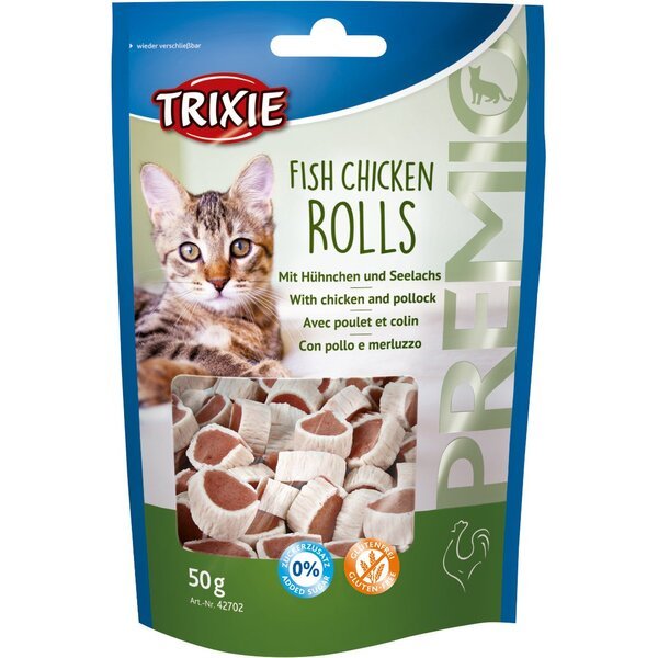 

Лакомство для котов Trixie PREMIO Rolls курица/сайда 50гр