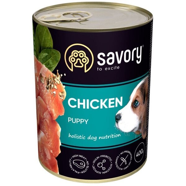 

Влажный корм для щенков Savory с курицей 400г