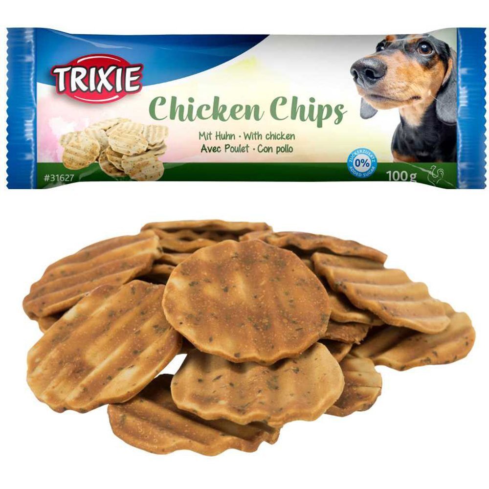 Лакомство для собак Trixie чипсы со вкусом курицы, 4см, 100г фото 1