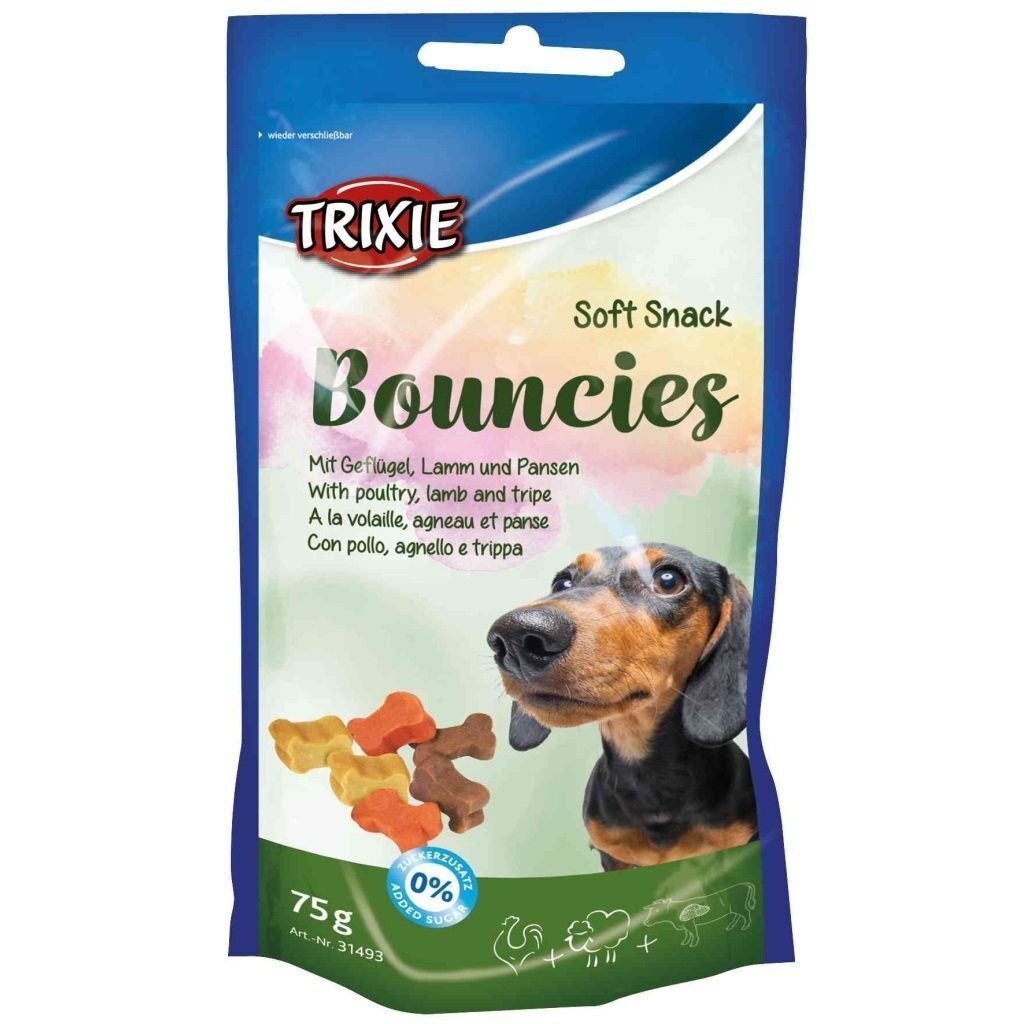 Ласощі для собак Trixie – Bouncies мікс ягня, птиця та шлунок 75 гфото1