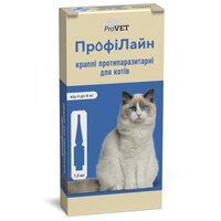 Краплі від бліх та кліщів ProVET ПрофіЛайн для кішок вагою 4-8 кг, 4 піпетки по 1,0 мл