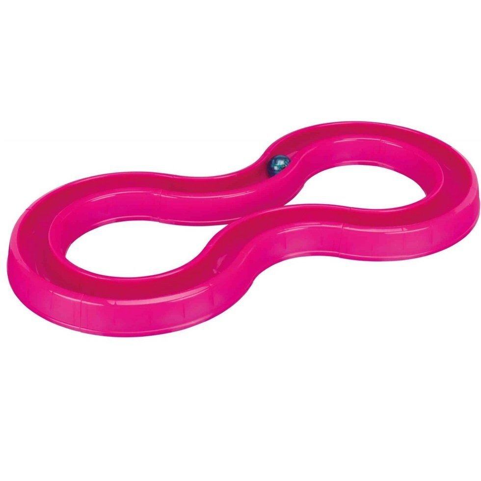 Игрушка для кошек Trixie &quot;Змейка-восьмерка Ball Race со светящимся мячиком&quot;, 65 × 31 см, розовая, пластик фото 