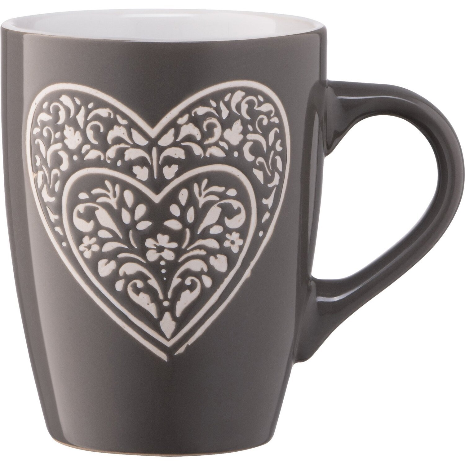 Чашка Ardesto Heart, 330 мл, темно-серая, керамика (AR3467DGR) фото 
