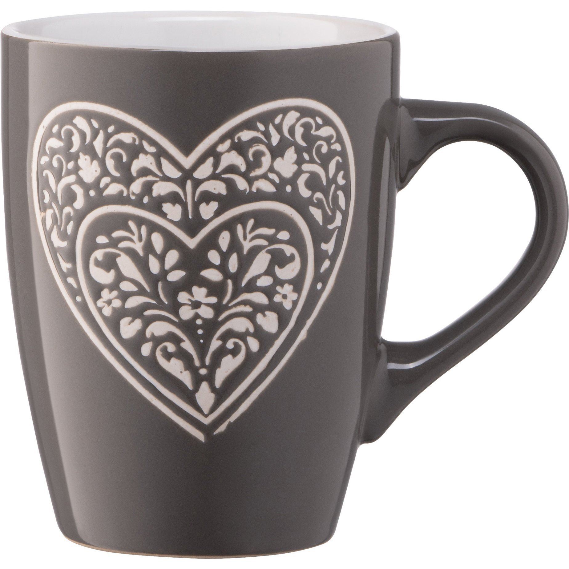 Чашка Ardesto Heart, 330 мл, темно-сіра, кераміка (AR3467DGR)фото1