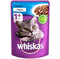 Влажный корм для котов Whiskas пауч тунец в желе 100г для кошек