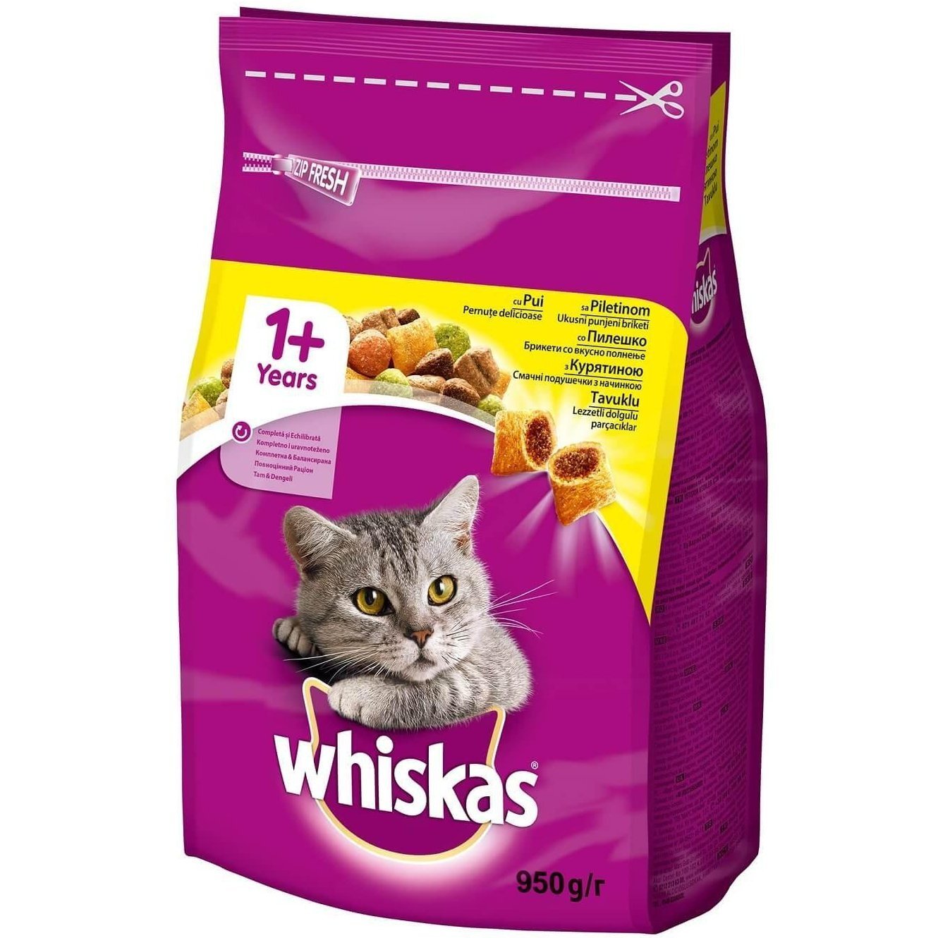 Сухой корм для взрослых кошек Whiskas с курицей 950 г фото 
