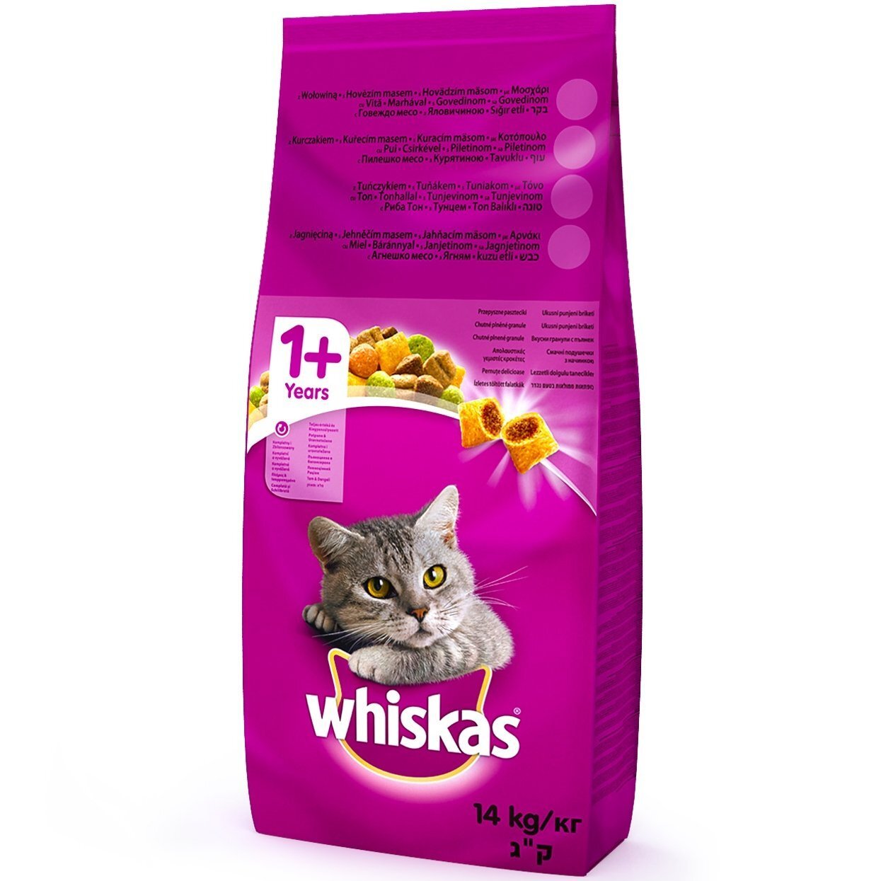 Сухой корм для взрослых кошек Whiskasas с ягненком, для кошек от 1года 14КГ фото 