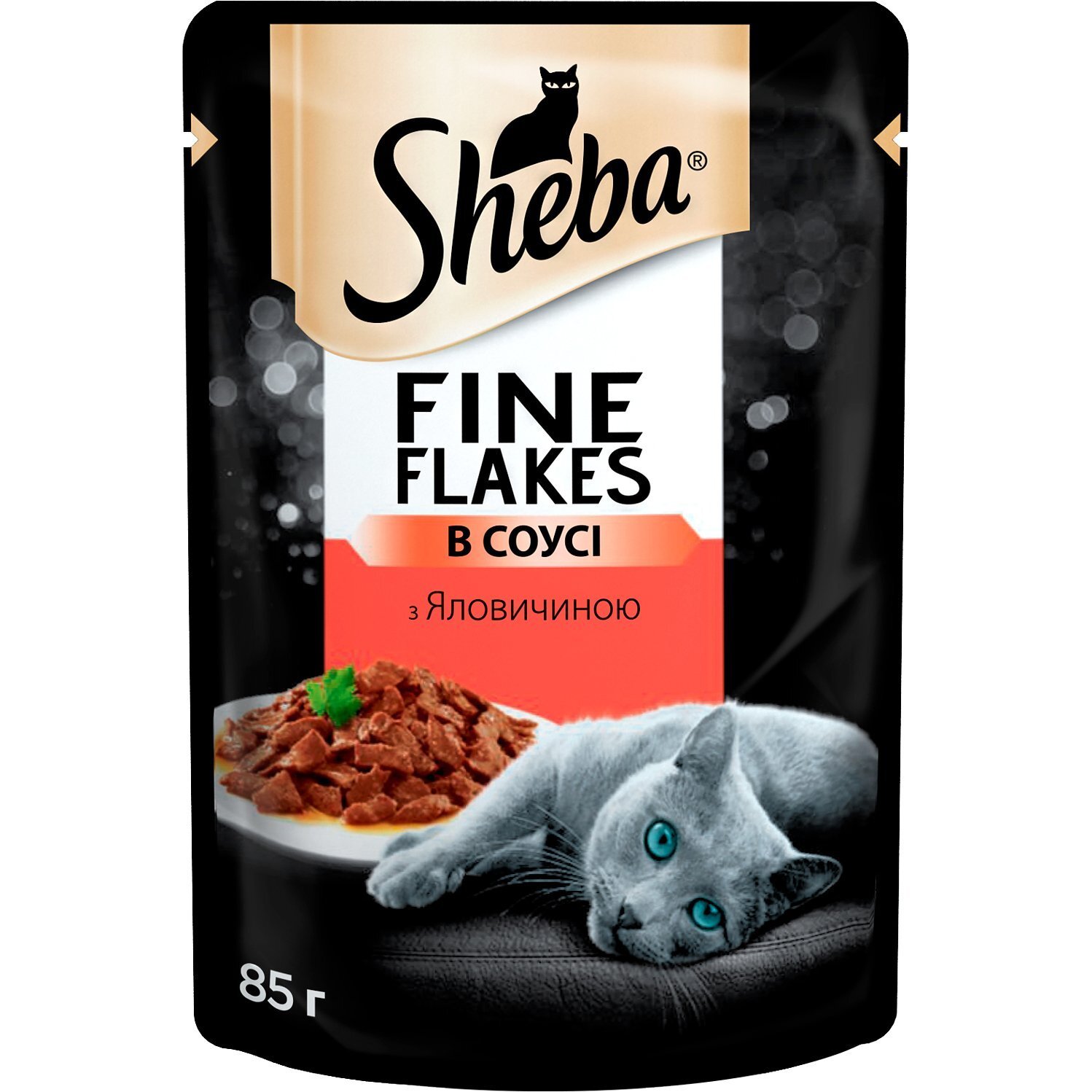 Влажный корм для котов Sheba с говядиной в соусе Fine Flakes 85г фото 