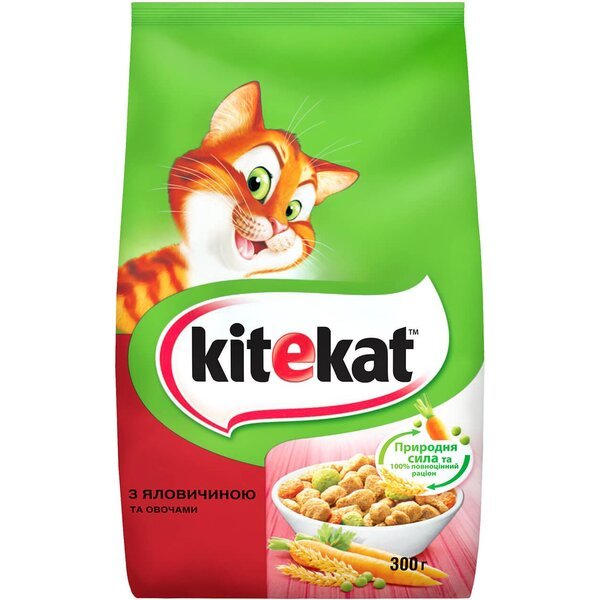 

Сухой корм для взрослых кошек KiteKat с говядиной и овощами 14*300г